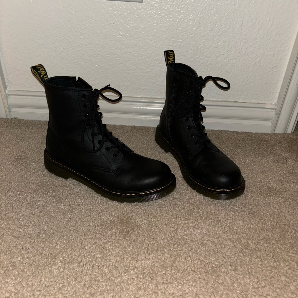 dr marten leather lace up boots